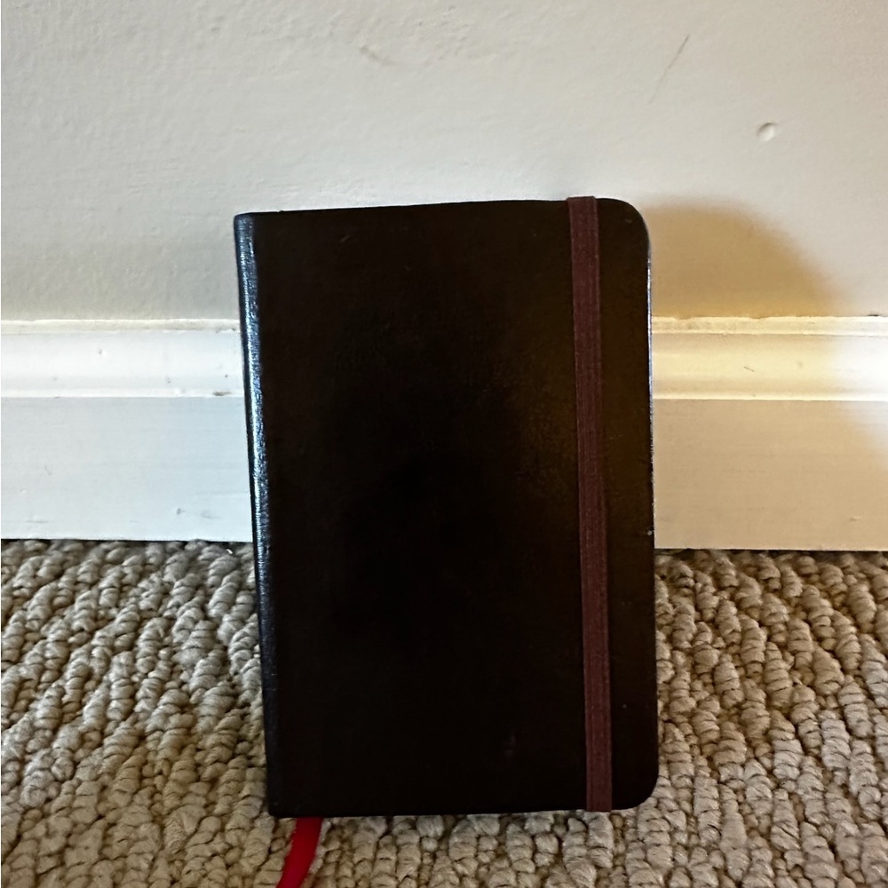 Black Hardcover Notebook with Burgundy Elastic